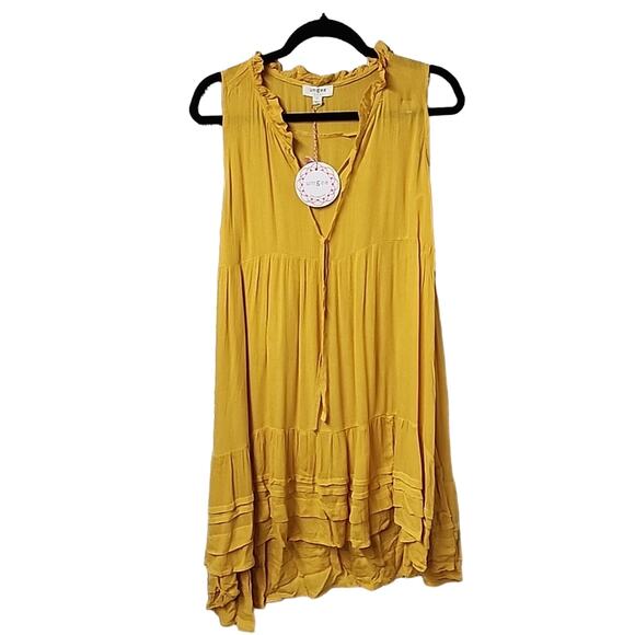 UMGEE Yellow Sleeveless Tierred Mini Dress Womens Size Small NEW - Picture 1 of 9